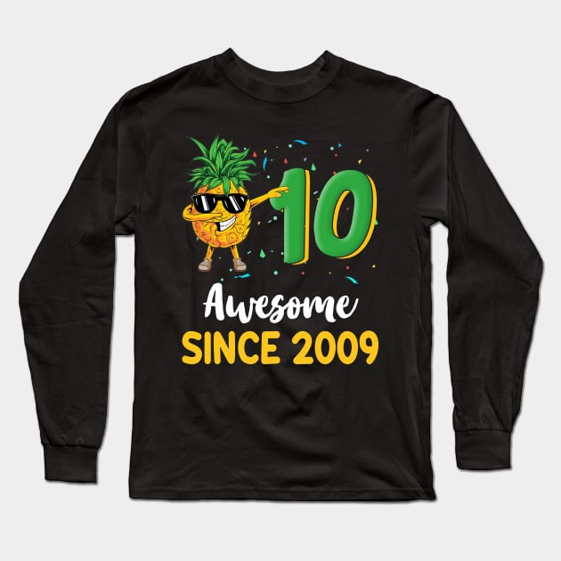 10th Birthday Pineapple Dabbing 10 Years Old Long Sleeve T-Shirt by Chapmanx